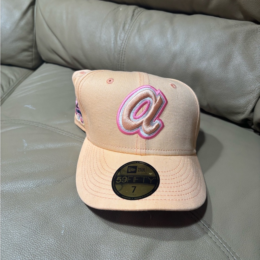 New Era Peach Cap with Pink Logo